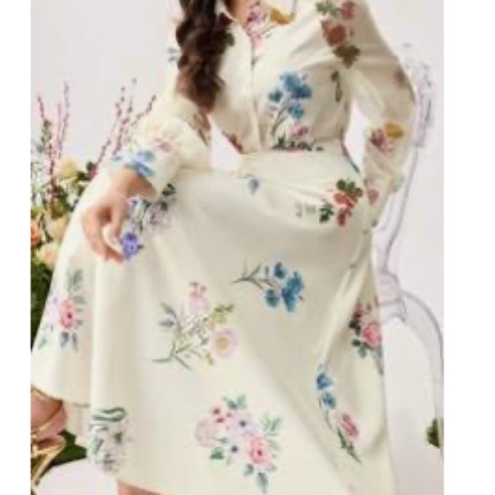 SHEIN Cream Maxi Skirt and Matching Blouse with Floral Design